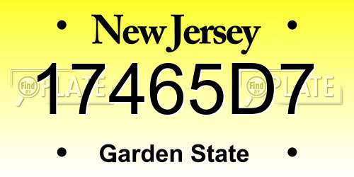 17465D7 New Jersey License Plate