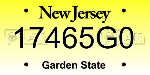 17465G0 New Jersey License Plate