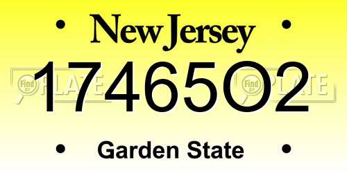 17465O2 New Jersey License Plate