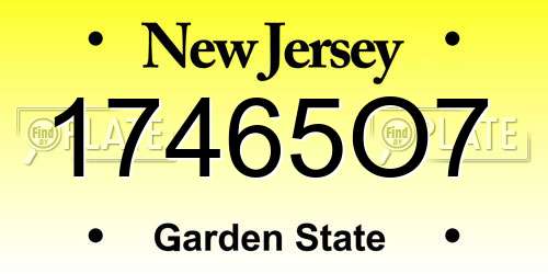 17465O7 New Jersey License Plate
