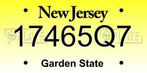 17465Q7 New Jersey License Plate