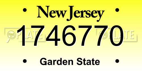 1746770 New Jersey License Plate