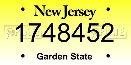 1748452 New Jersey License Plate