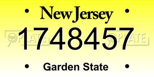 1748457 New Jersey License Plate