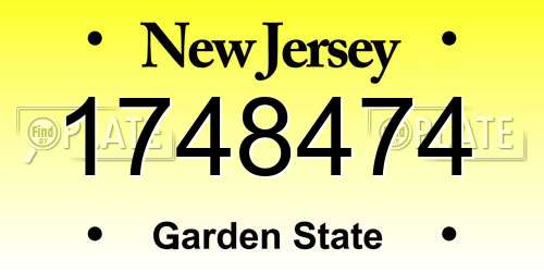 1748474 New Jersey License Plate