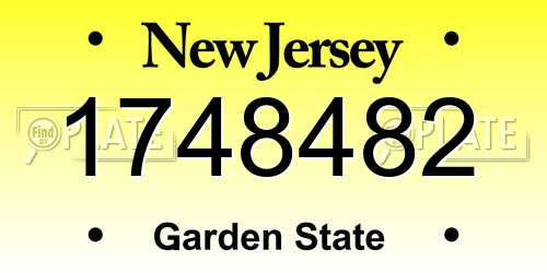 1748482 New Jersey License Plate