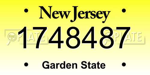 1748487 New Jersey License Plate