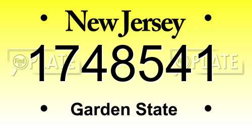 1748541 New Jersey License Plate