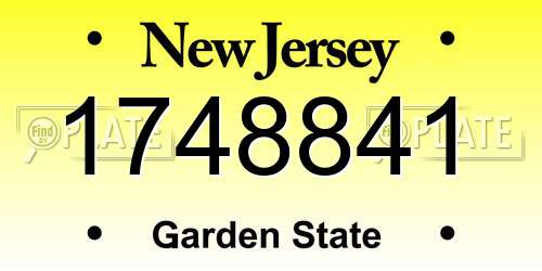 1748841 New Jersey License Plate