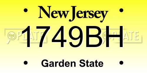 1749BH New Jersey License Plate