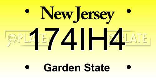 174IH4 New Jersey License Plate