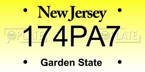 174PA7 New Jersey License Plate