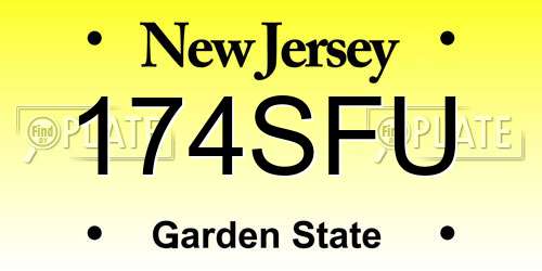174SFU New Jersey License Plate