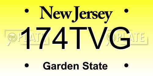 174TVG New Jersey License Plate