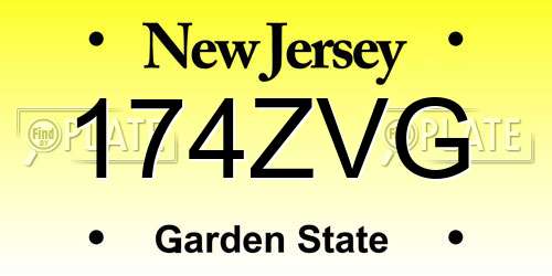 174ZVG New Jersey License Plate