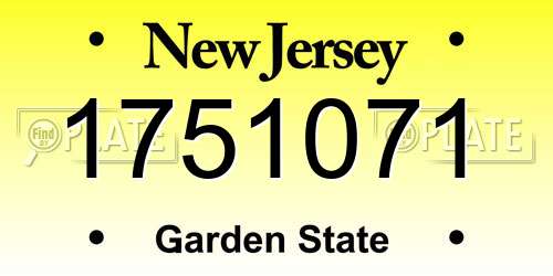 1751071 New Jersey License Plate