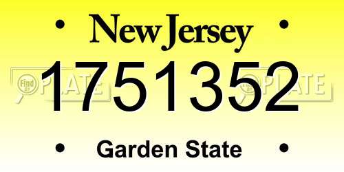 1751352 New Jersey License Plate