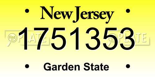 1751353 New Jersey License Plate