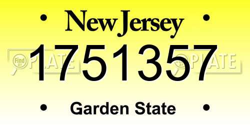 1751357 New Jersey License Plate