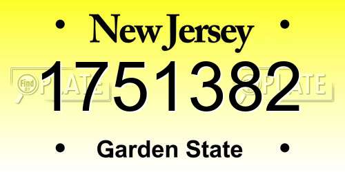 1751382 New Jersey License Plate