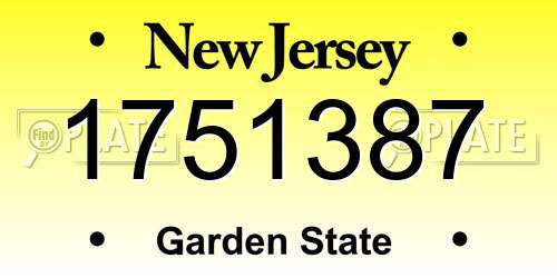 1751387 New Jersey License Plate