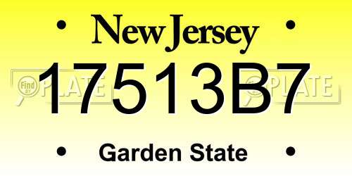 17513B7 New Jersey License Plate