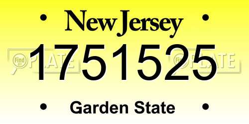 1751525 New Jersey License Plate
