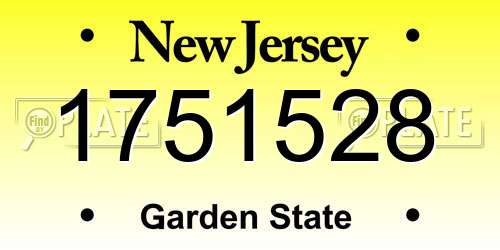 1751528 New Jersey License Plate