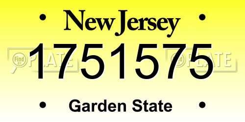 1751575 New Jersey License Plate