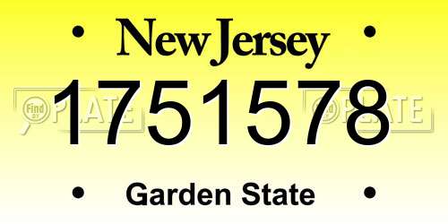 1751578 New Jersey License Plate