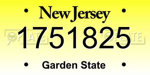 1751825 New Jersey License Plate