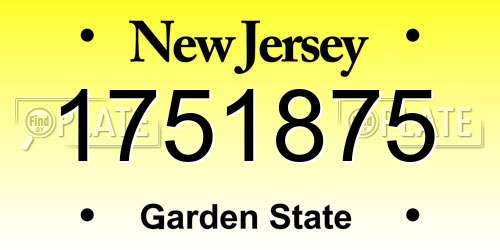 1751875 New Jersey License Plate
