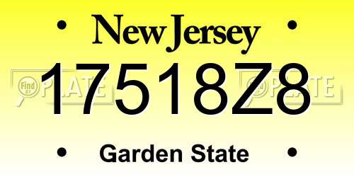 17518Z8 New Jersey License Plate