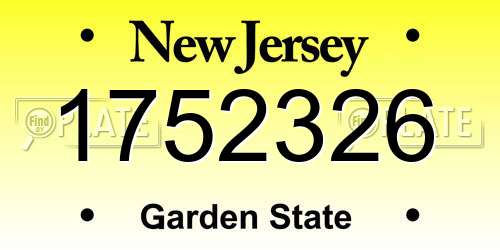 1752326 New Jersey License Plate