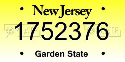 1752376 New Jersey License Plate