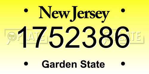 1752386 New Jersey License Plate