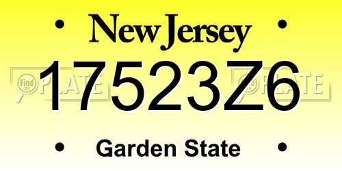 17523Z6 New Jersey License Plate