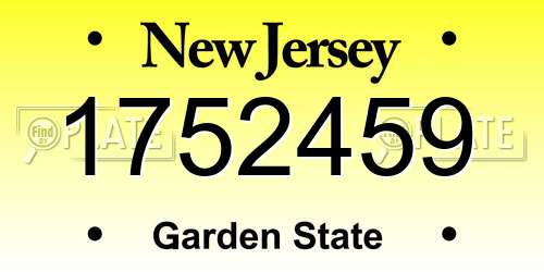 1752459 New Jersey License Plate