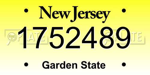 1752489 New Jersey License Plate