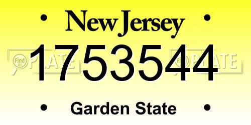 1753544 New Jersey License Plate