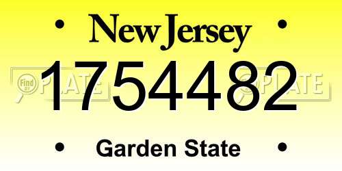 1754482 New Jersey License Plate