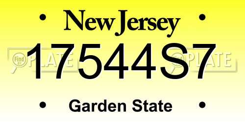 17544S7 New Jersey License Plate