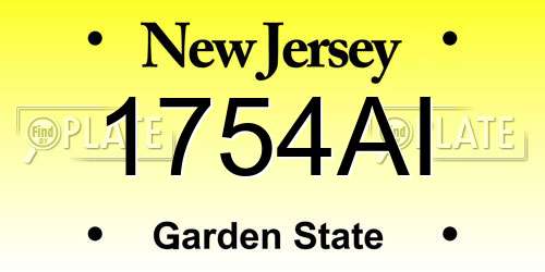 1754AI New Jersey License Plate