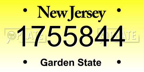 1755844 New Jersey License Plate