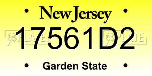 17561D2 New Jersey License Plate