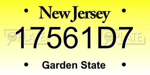 17561D7 New Jersey License Plate