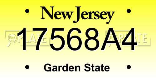 17568A4 New Jersey License Plate