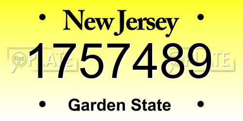 1757489 New Jersey License Plate
