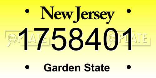 1758401 New Jersey License Plate