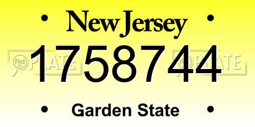 1758744 New Jersey License Plate
